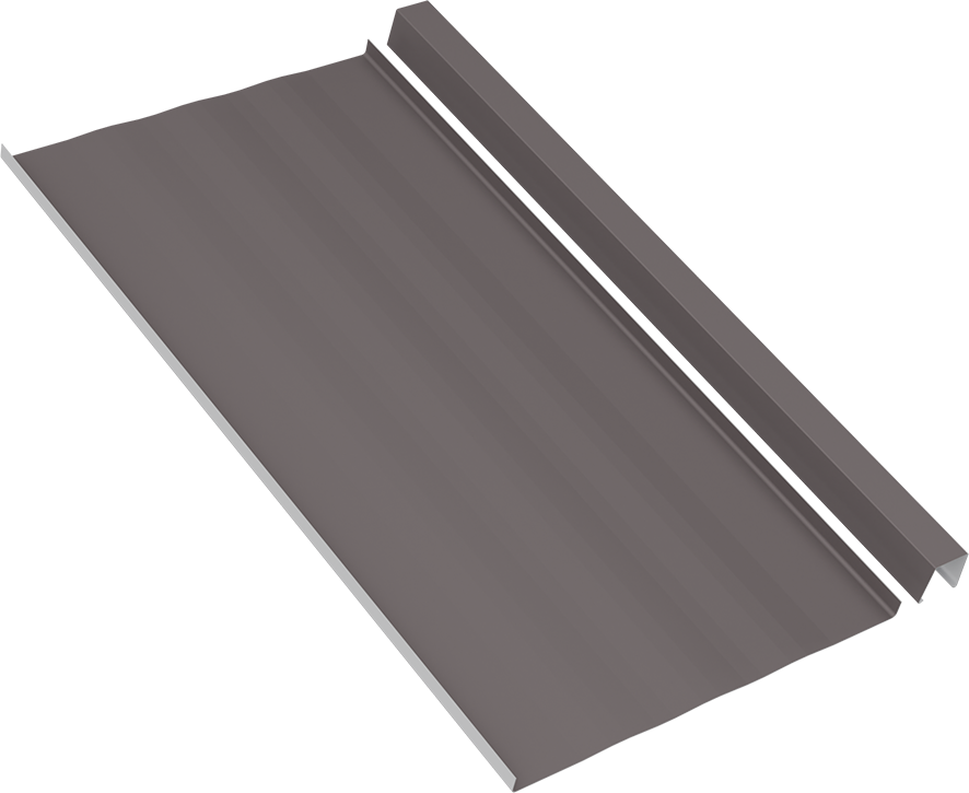 17.25” Striated Select Seam® Wide Batten in Zinc Gray (Batten Detached for Illustration Purposes)
