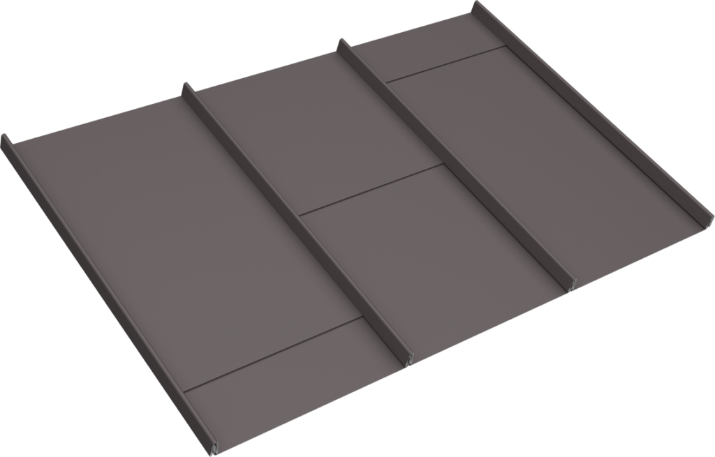 12" Flat Select Seam® Shingle Cladding in Zinc Gray, Three Panels Lapped