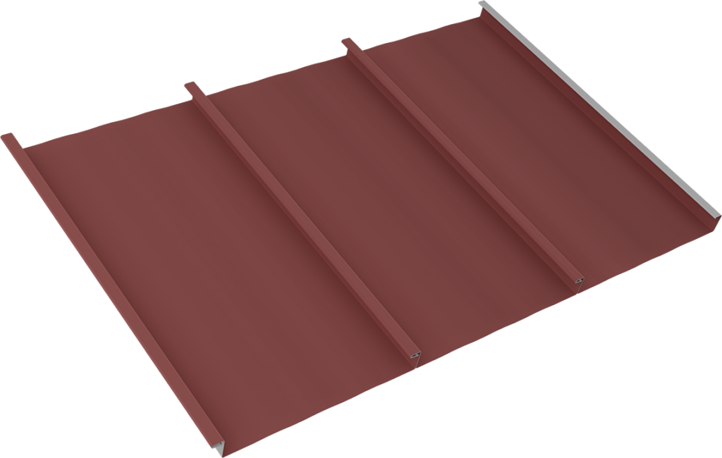 16” Striated Span-Lok™ hp in Colonial Red, Three Panels Lapped